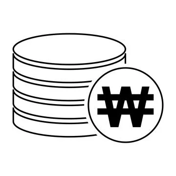 Won stack coin, flat icon money design, cash sign vector illustration Stock Illustration