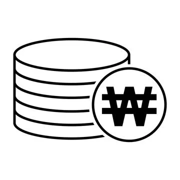 Won stack coin, flat icon money design, cash sign vector illustration Stock Illustration