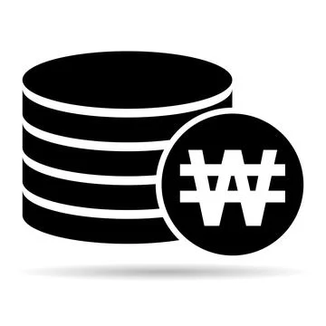Won stack shadow coin, flat icon money design, cash sign vector illustration Stock Illustration