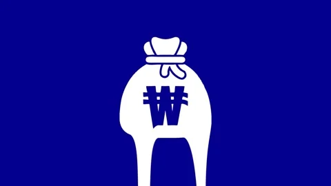 Won symbol melting on blue background animation Stock Footage 327761759