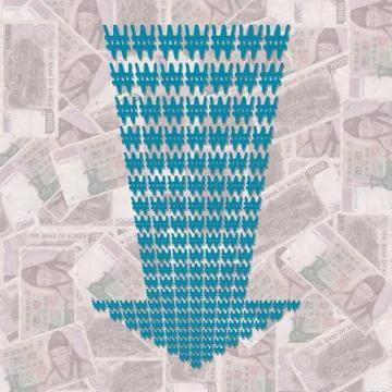 Won symbols down arrow Stock Illustration