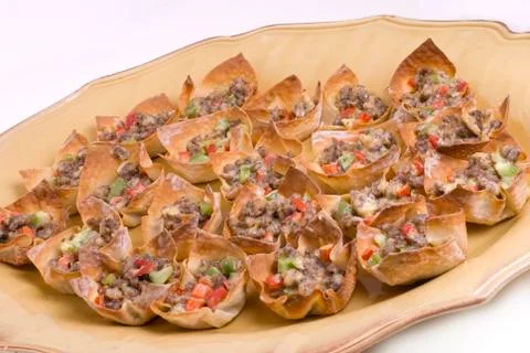 Won ton appetizer platter Stock Photos