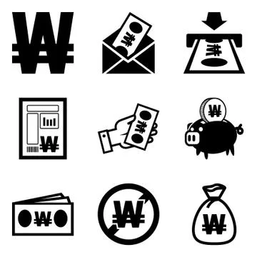 Won transactions icons 스톡 일러스트