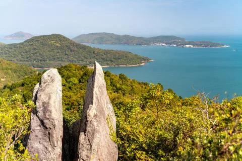 The wondefull view on the tracking path in the Sai Kung East Country Park in  Stock Photos
