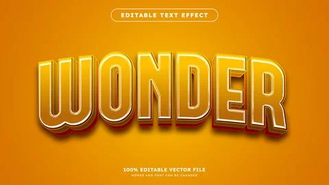 Wonder 3d text effect Editable text effect for sale or product promotion Ilustración de archivo