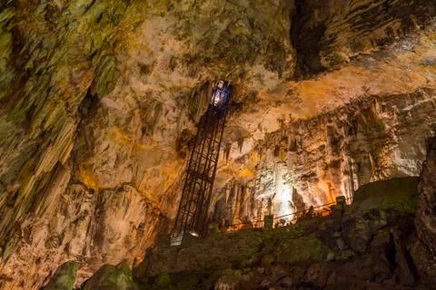Wonder cave interior with elevator 4 Stock Photos