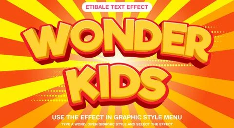 Wonder kids editable text effect cartoon style イラスト素材