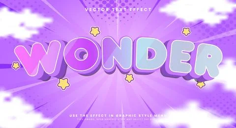 Wonder Rainbow style 3d editable text effect Stock Illustration