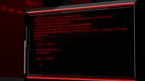 Wonderful 3d illustration of a red programming code from moving lines of form Stock Illustration