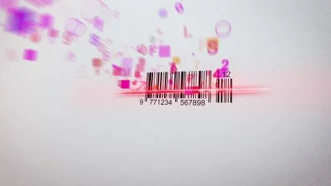 Wonderful 3d rendering of an abstract Barcode scanning process with spinning  Illustrazione stock