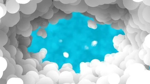 Wonderful 3d rendering of a light blue window in feathery white and grey clou Stock Illustration