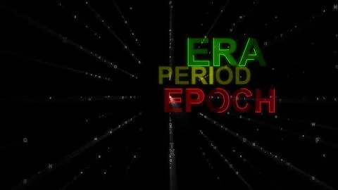 A wonderful 3d rendering of such concept words as era, period and epoch. They Illustrazione stock