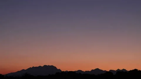 Wonderful Alps Sunset Panorama with Small Star Stock Footage 161817983