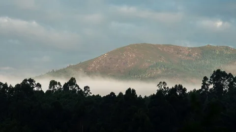 Wonderful cloud movement around the mountain, time lapse, Portugal Stock Footage 120367359