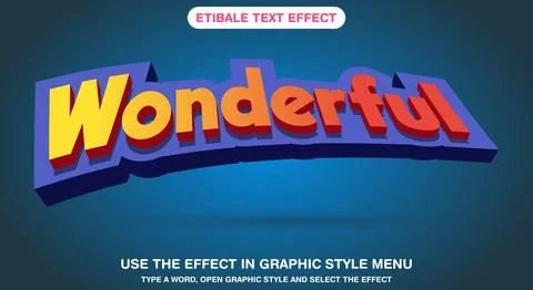 Wonderful editable text effect style Stock Illustration
