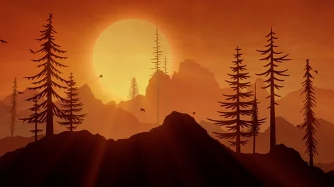 Wonderful Epic Forest in the Sunset Lightrays Animation Stock Footage 133829113