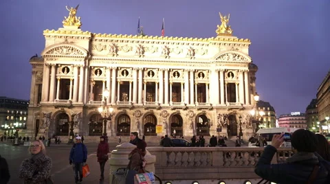 Wonderful evening shot of Paris Opera Garnier Stock Footage 45122753