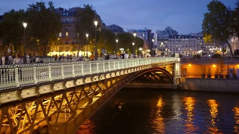 Wonderful evening view over River Seine in Paris - CITY OF PARIS, FRANCE - Stock Footage 256151587