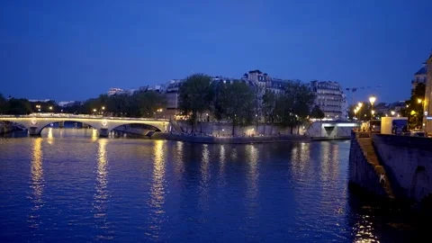 Wonderful evening view over River Seine in Paris - CITY OF PARIS, FRANCE - Stock Footage 257724079