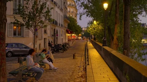 Wonderful evening view over River Seine in Paris - CITY OF PARIS, FRANCE - Stock Footage 257726778