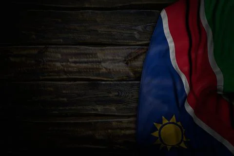 Wonderful flag - Namibia flag on old wood Stock Illustration