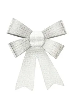 Wonderful gift shiny silver bow isolated 스톡 사진