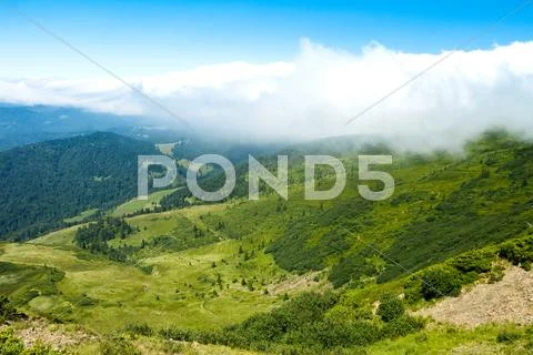 Wonderful landscape of Ukrainian Carpathian mountains Stock Photos