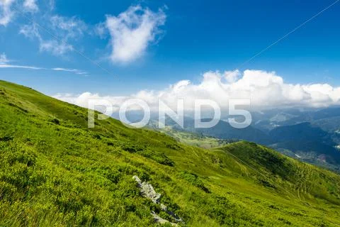 Wonderful landscape of Ukrainian Carpathian mountains Stock Photos