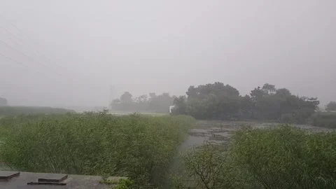 Wonderful scene of raining in the village cloudy Video stock 282964255