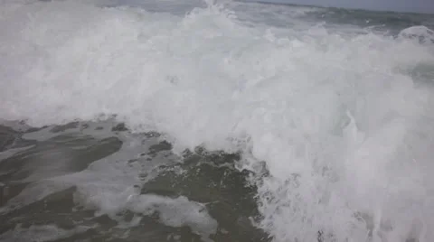 Wonderful sea wave breaking on the camera in a thousand sea spray. Stock Footage 42884703