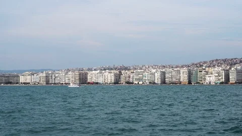 Wonderful seafront panoramic view on modern infrastructure of ancient Greece Stock-Footage 95392898