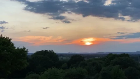 Wonderful sunset over the trees Stock Footage 136842820