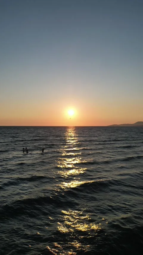 Wonderful sunset on Ulcinj beach caught with drone - 4K Stock Footage 283478045