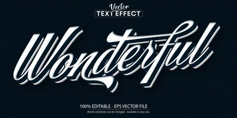 Wonderful text, minimalistic style editable text effect Stock Illustration