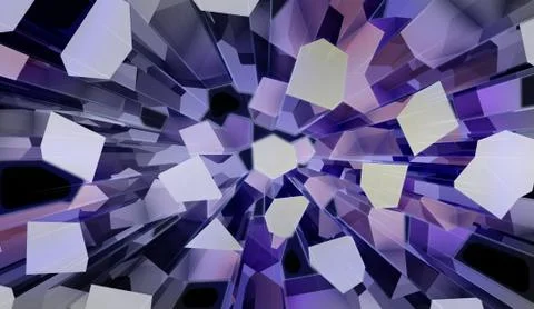 Wonderful three dimensional voronoi blue prismatic futuristic shape top view Stock Illustration
