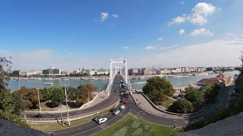 Wonderful time lapse bridge in Budapest Stock Footage 119635599