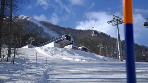 Wonderful time-lapse. Elevator ski in the mountains Stock Footage 103864080