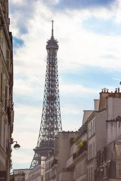 Wonderful view of Eiffel Tower from one of the street in Paris 写真素材