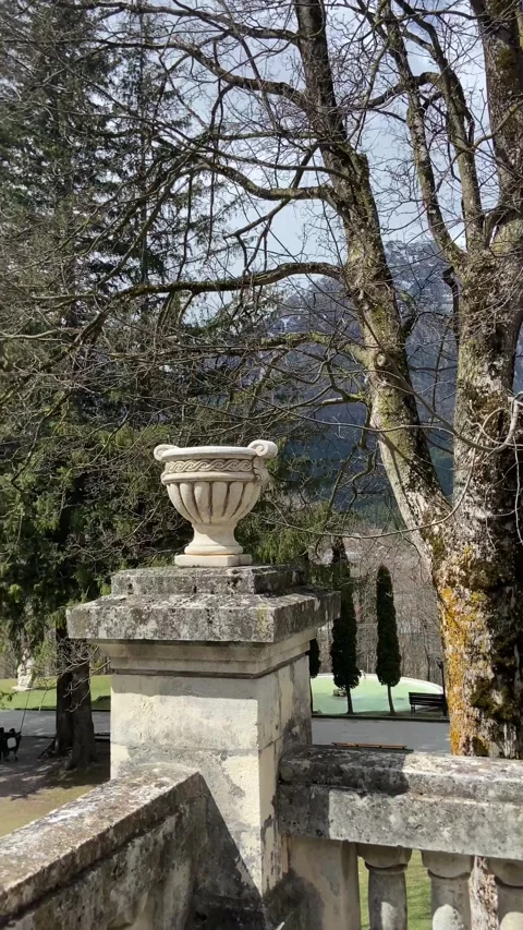 Wonderful view opens from the ancient figured  stone staircase of the castle. Stock Footage 240129581