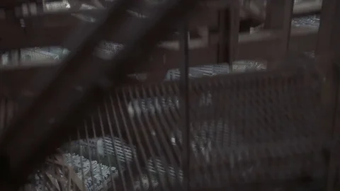 Wonderful view of Paris from moving Eiffel Tower Lift Stock Footage 76446221