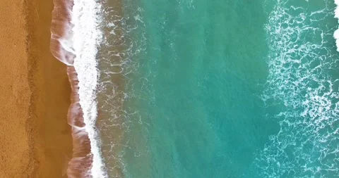 Wonderful Wave Forms on Sandy Beach, 4k Drone Shot Stock Footage 149875472