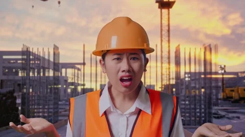 Wondering Engineer Saying Why Working Doubtfully at Construction Site Stock Footage 326106816