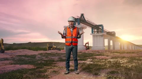 Of Wondering Engineer Saying Why Working Doubtfully at Construction Site Stock Footage 330331879