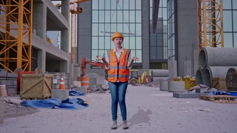 Wondering Female Engineer Saying Why at Construction Site Stock Footage 325858655