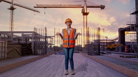 Wondering Female Engineer Saying Why at Construction Site Stock Footage 326108081
