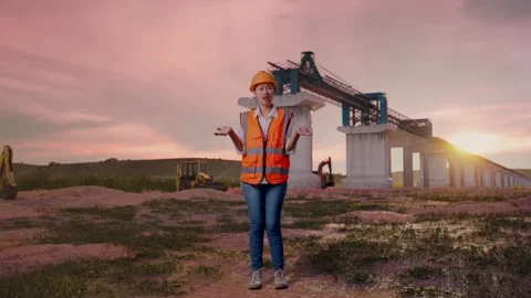 Wondering Female Engineer Saying Why at Construction Site Stock Footage 330333444