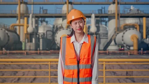 Wondering Female Engineer Working Doubtfully at Energy Plant Video stock 331138454