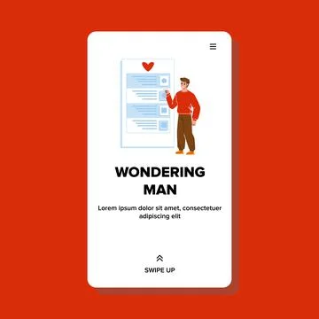 Wondering Man Checking Task List App Vector Stock Illustration