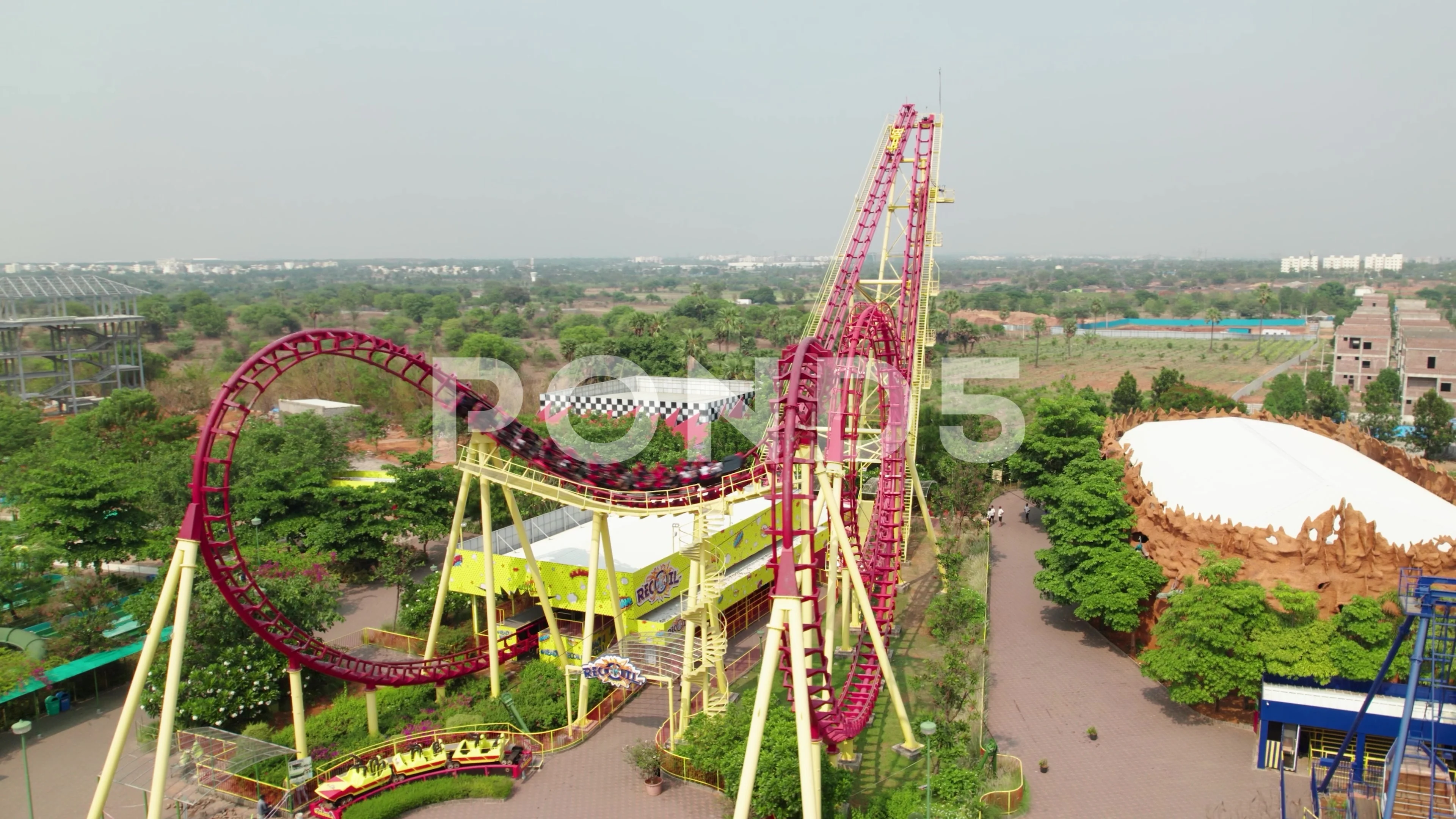 wonderla recoil ride orbit drone shot 4k 30p