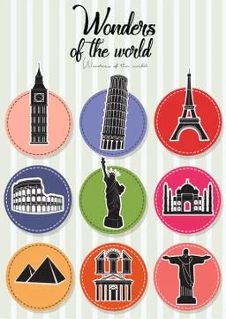 Wonders of the world Stock Illustration